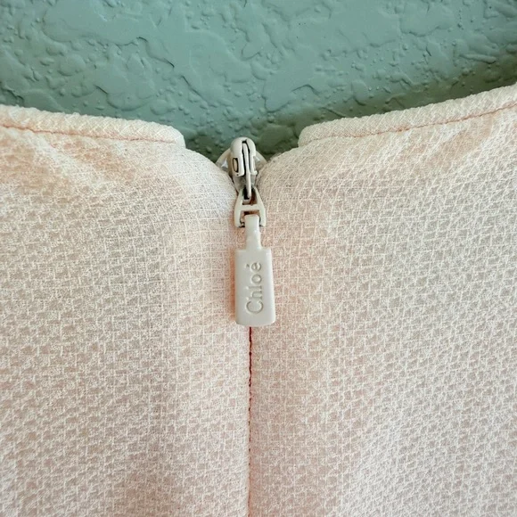 Chloé Embroidered Pink Balloon Sleeve Dress - Picture 6 of 6